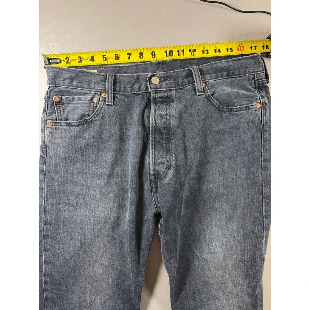 Levi's 501 Original Fit Jeans Mens 36x32 Gray Blue Denim Straight Leg Pants